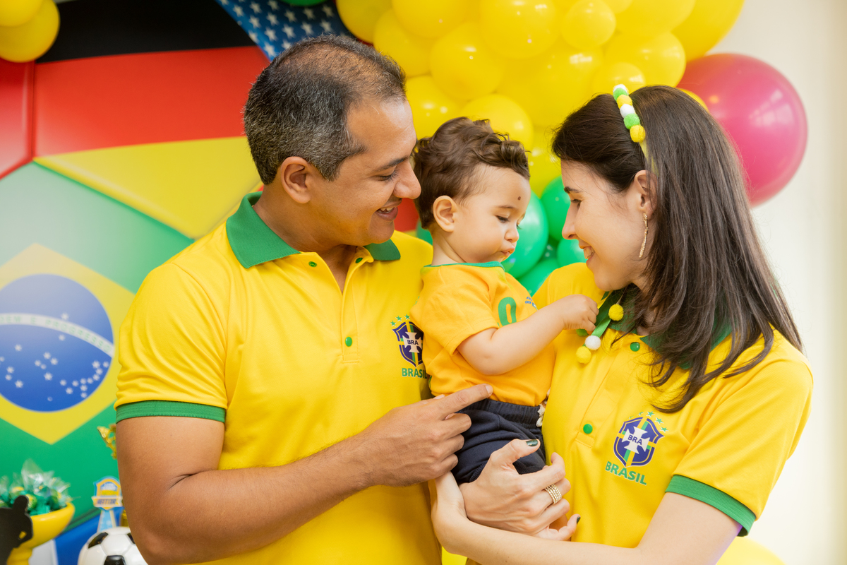 aniversariante com seus pais