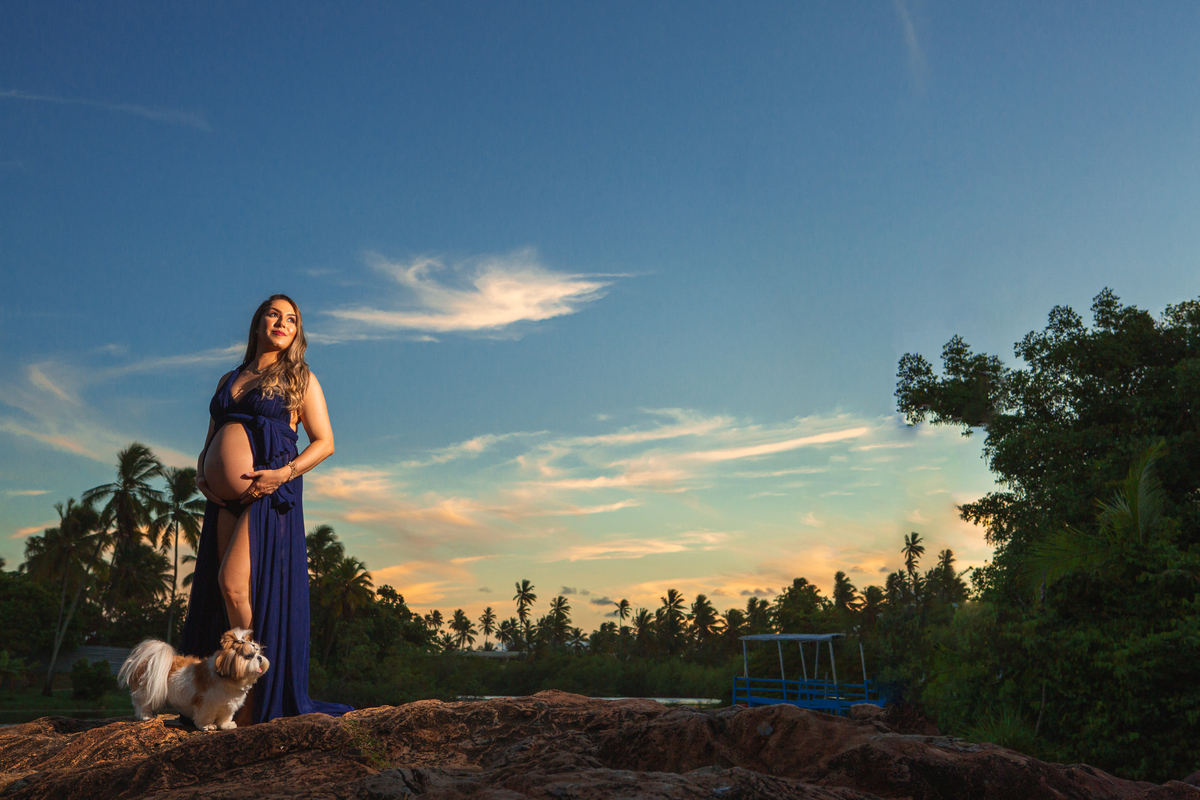 Ensaio de gestante com pet