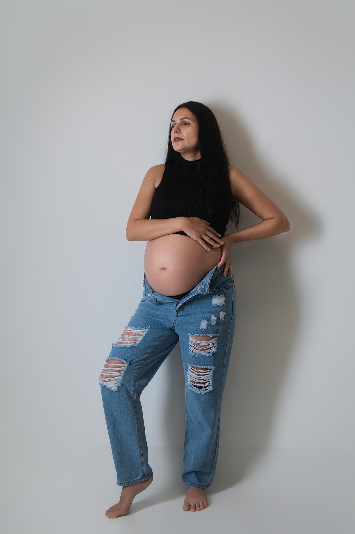 Sessão de maternidade natural e intemporal