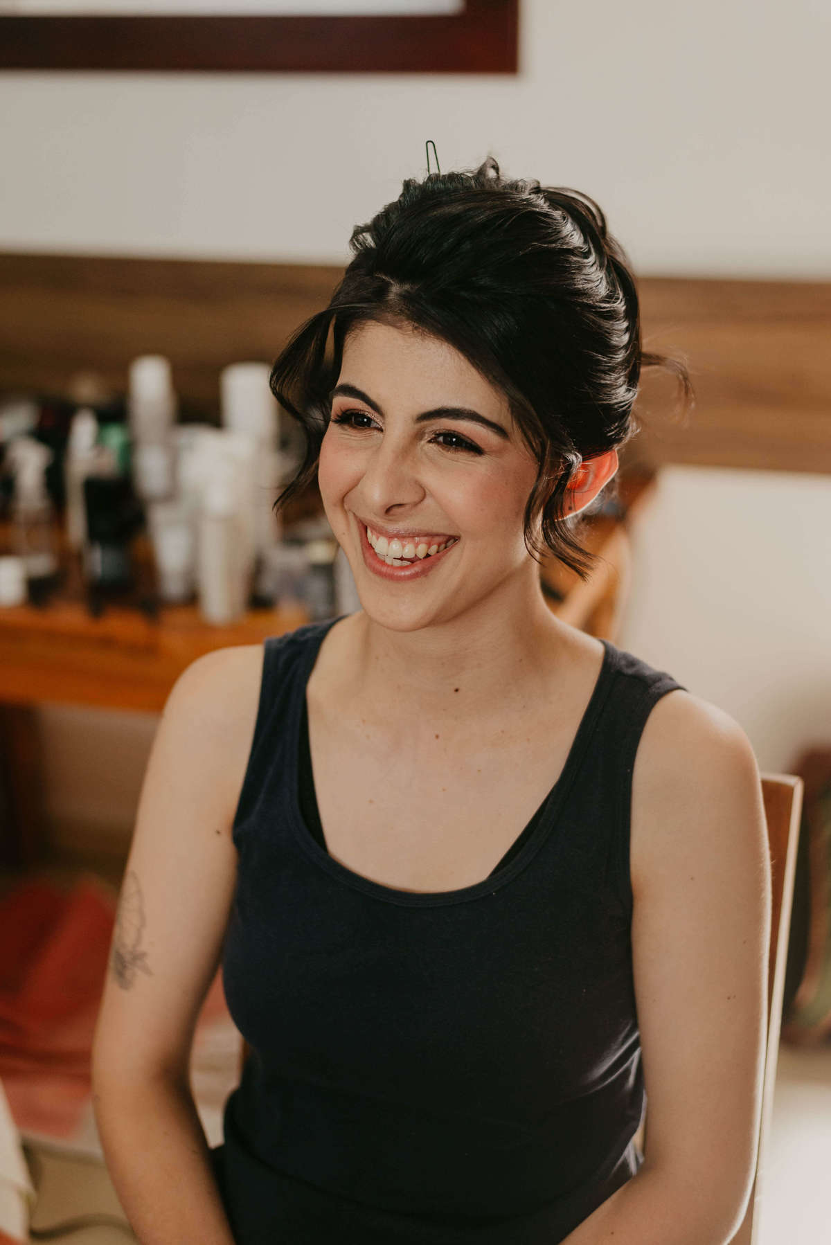 noiva na produção de beleza em domicílio curitiba