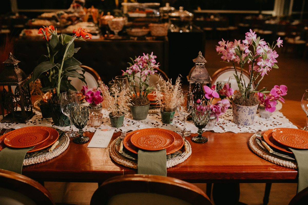 Decoração das mesas dos convidados
