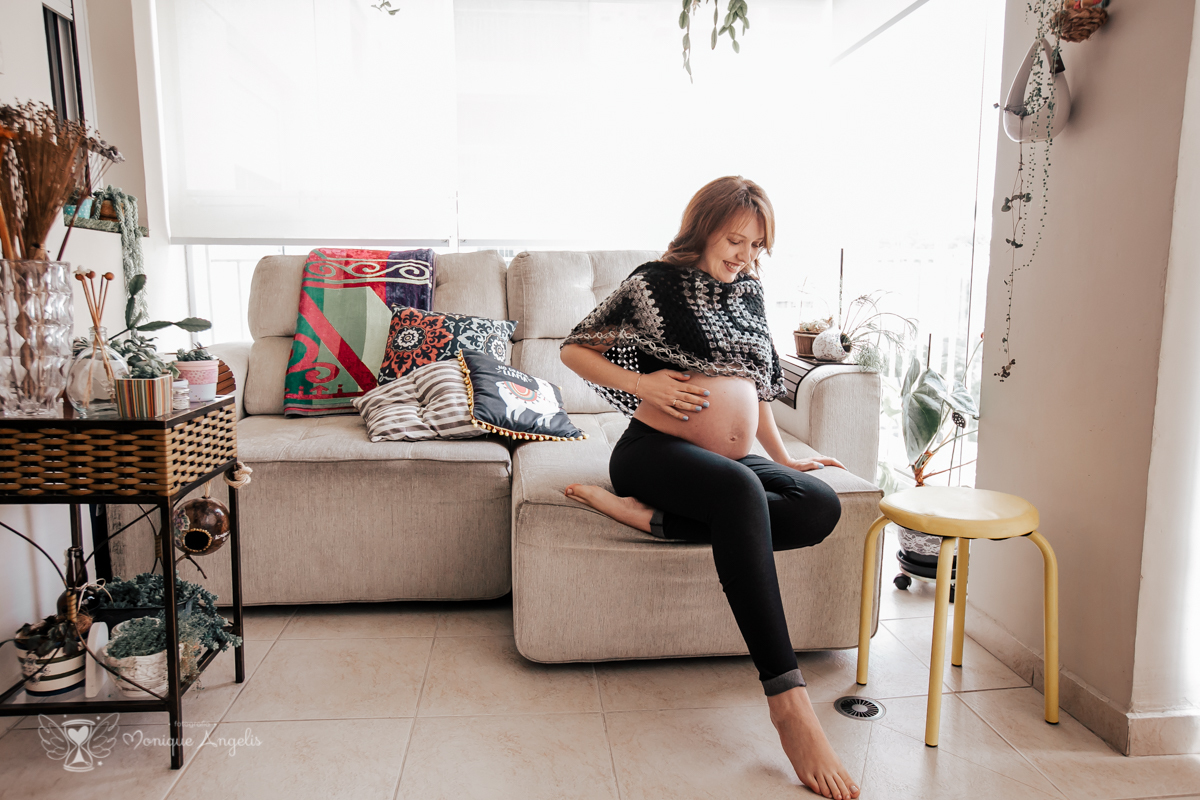 ensaio gestante Ana e Bruno realizado no apartamento do casal em São Paulo SP por Monique Angelis