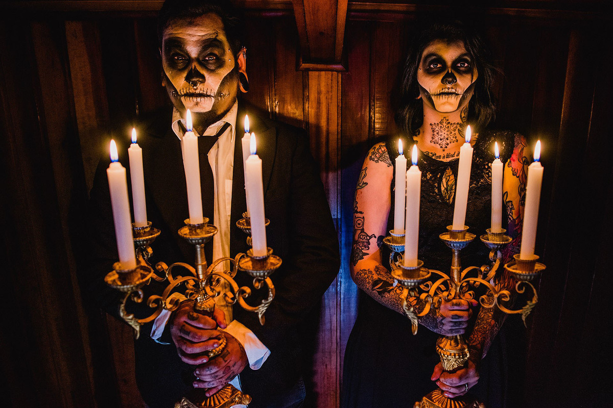 candelabro, macabro, sinistro, hallowwen, ensaio casal