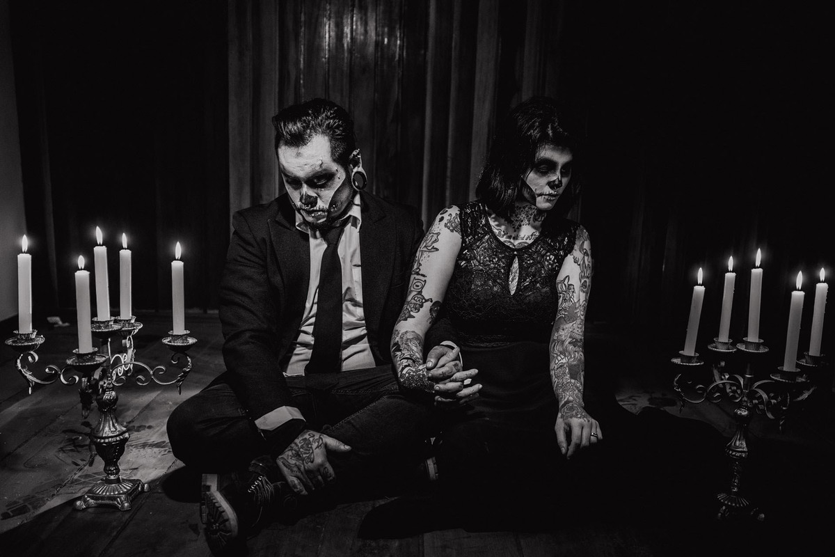 velas, halloween, ensaio casal, sinistro