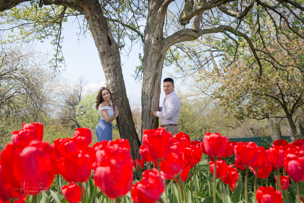Couple photo in spring tulip