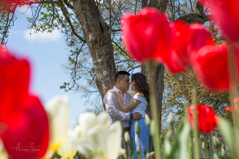 Couple photo in spring tulip