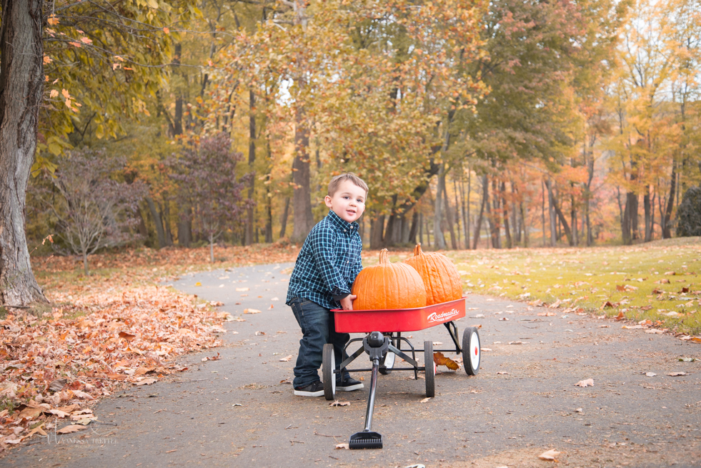 Kids boy 2 years photo fall 
pumpkin wagon