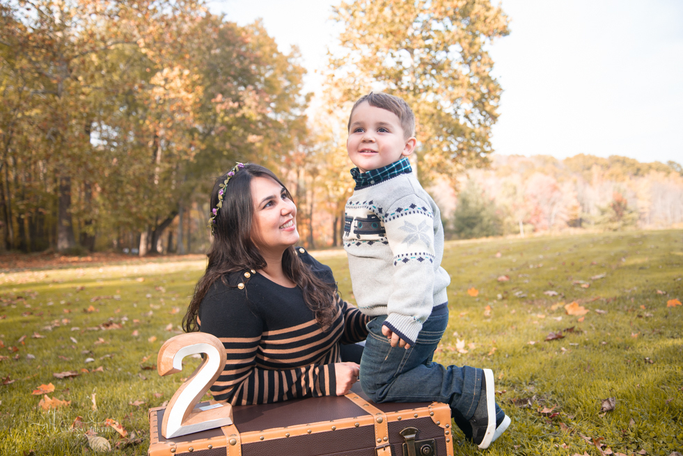 Kids boy 2 years photo fall 
suitcase