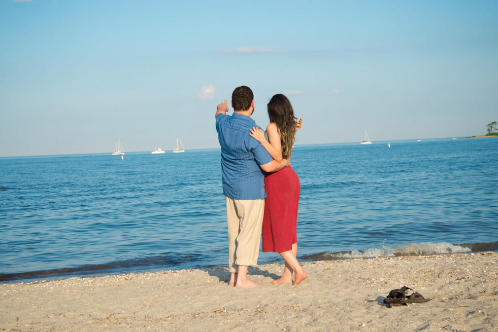 
photo of couple on the beach in red dress Milford CT