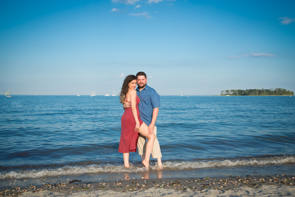 
photo of couple on the beach in red dress Milford CT