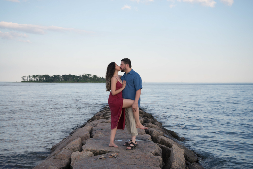 
photo of couple on the beach in red dress Milford CT