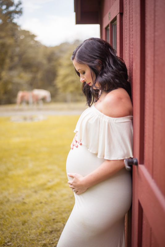 maternity pic farm white dress mother and father Connecticut