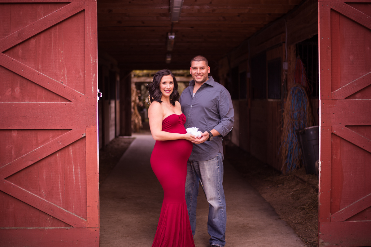 maternity pic farm red dress mother and father  maternity pictures farm red dress oxford Connecticut