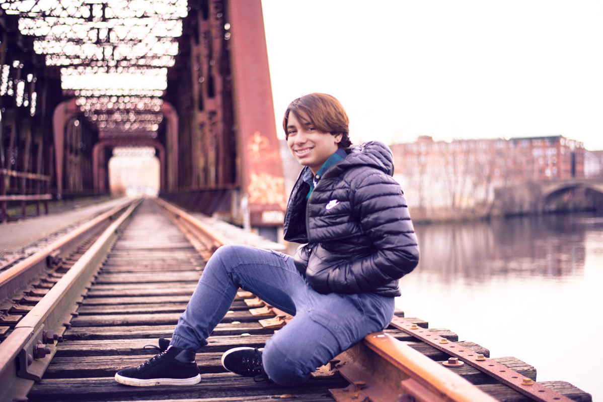 boy teenage 16 years photography bridge train Connecticut