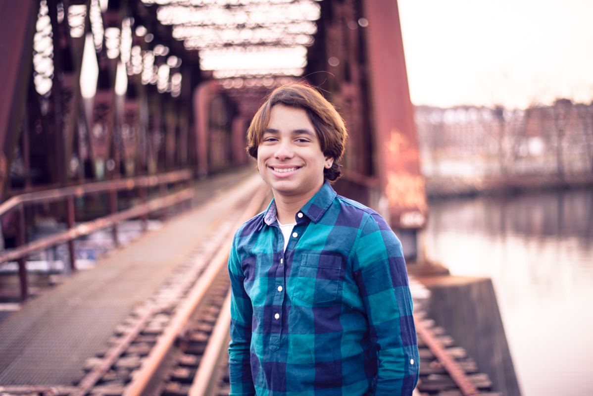 boy teenage 16 years photography bridge train Connecticut