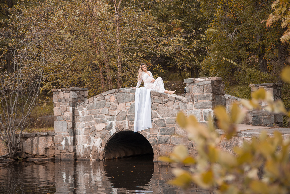 pregnancy photo shoot white dress park Trumbull Ct
 maternity photographer in ct