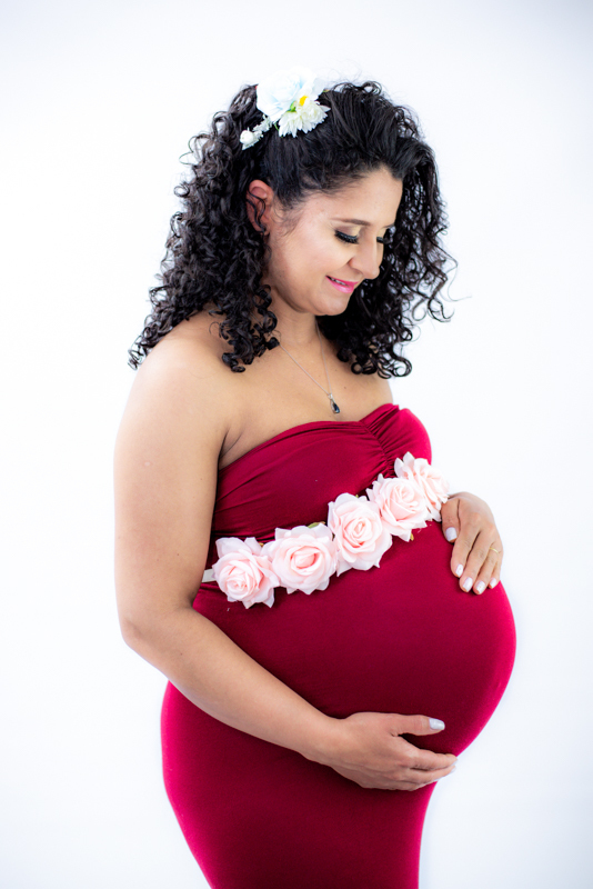 pregnancy photoshoot red dress  Trumbull Ct
studio photo
 maternity photographer in ct