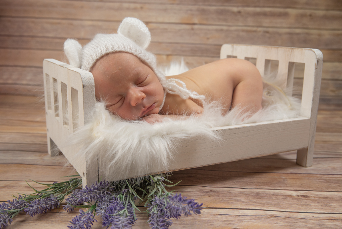 newborn little bed photoshoot Connecticut