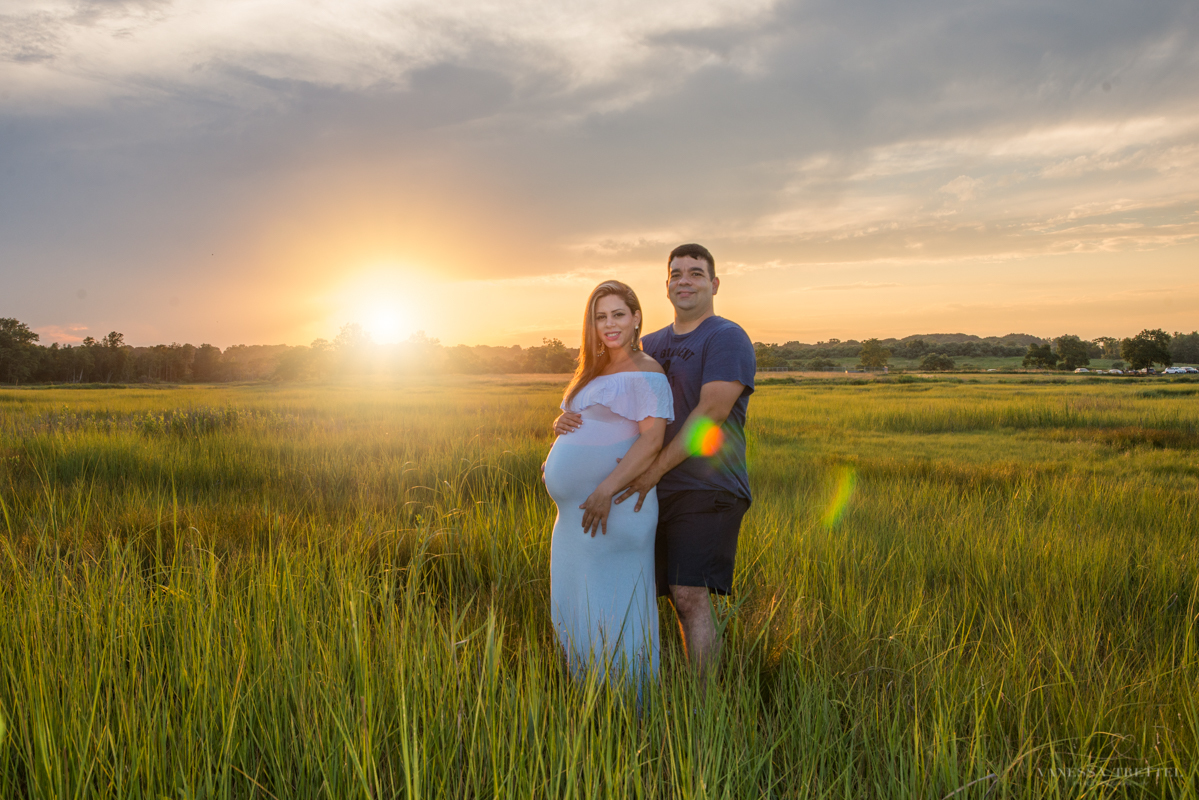 sunset maternity photoshoot beach in milford ct