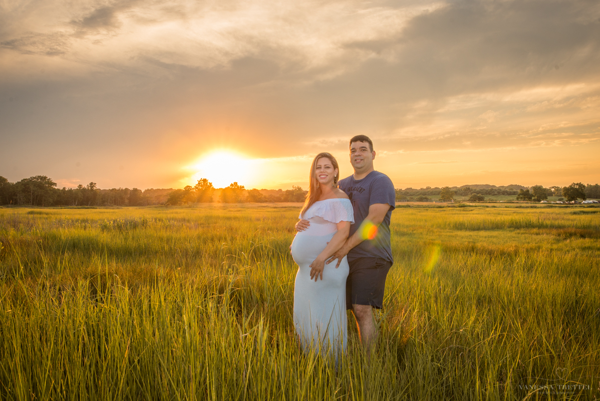 sunset maternity photoshoot beach in milford ct
 maternity photographer in ct