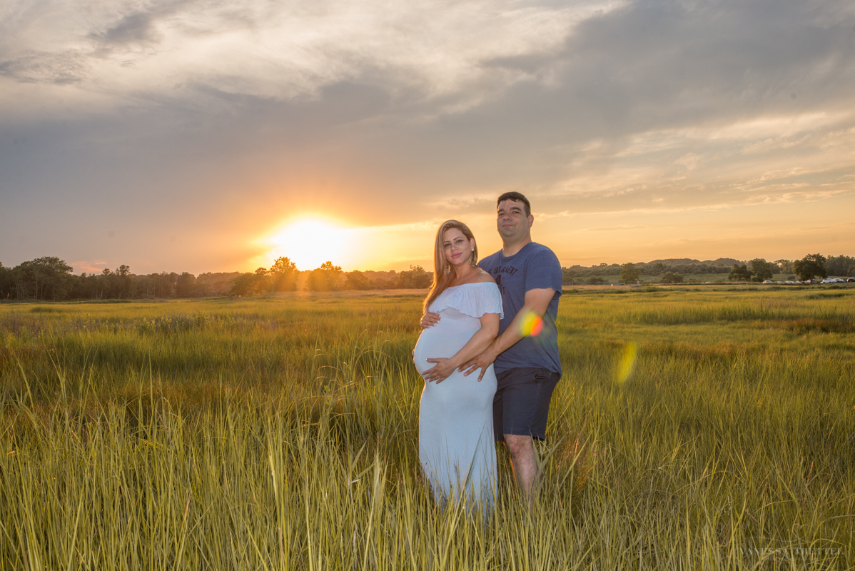 sunset maternity photoshoot beach in milford ct
 maternity photographer in ct