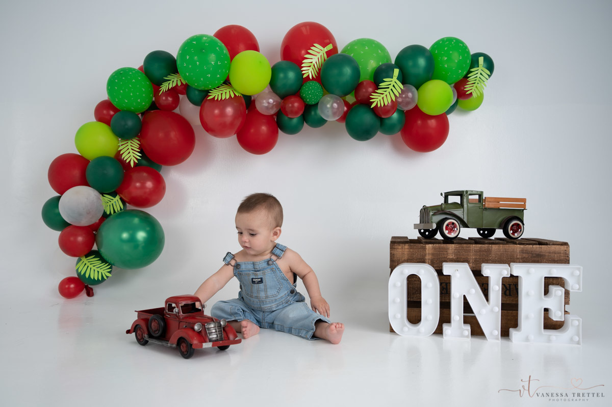 Farm Smash Cake studio photo
Boy 1st year photography
Studio Photoshoot
Ballon green red garland
Vanessa Trettel Photography
Family photographer in CT