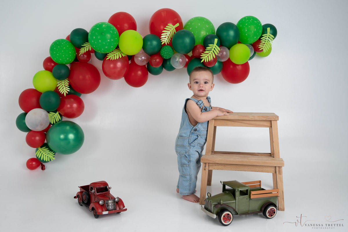 Farm Smash Cake studio photo
Boy 1st year photography
Studio Photoshoot
Ballon green red garland
Vanessa Trettel Photography
Family photographer in CT
