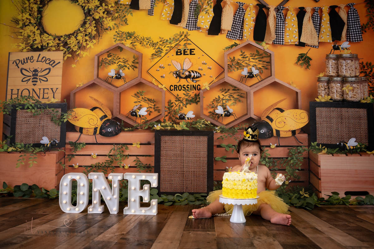 first year photographer
cake smash photography
Girl 1st birthday in the studio
smash cake bee decor idea
Vanessa Trettel Photography
yellow balloon garland
Bee one year decor
baby photographer in CT