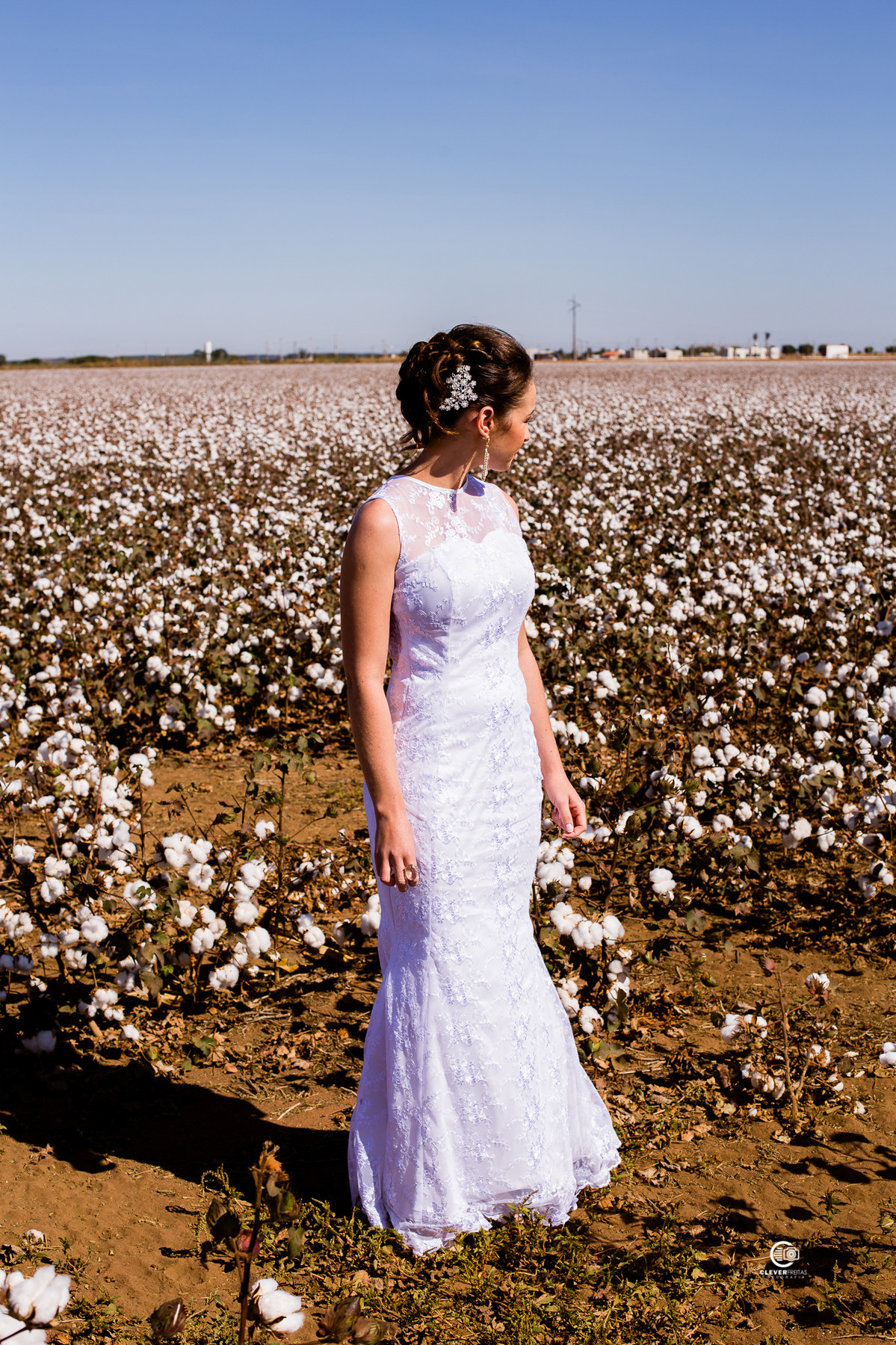 Fotografia de noiva em plantação de algodão em Campo Verde MT