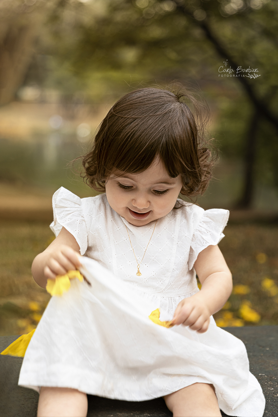 foto_Isabela_brincando_com_flores_amarelas