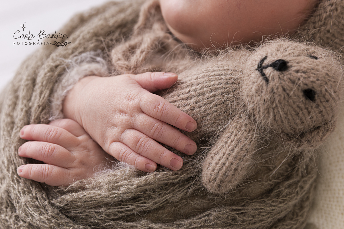 detalhe das mãos do newborn pedro