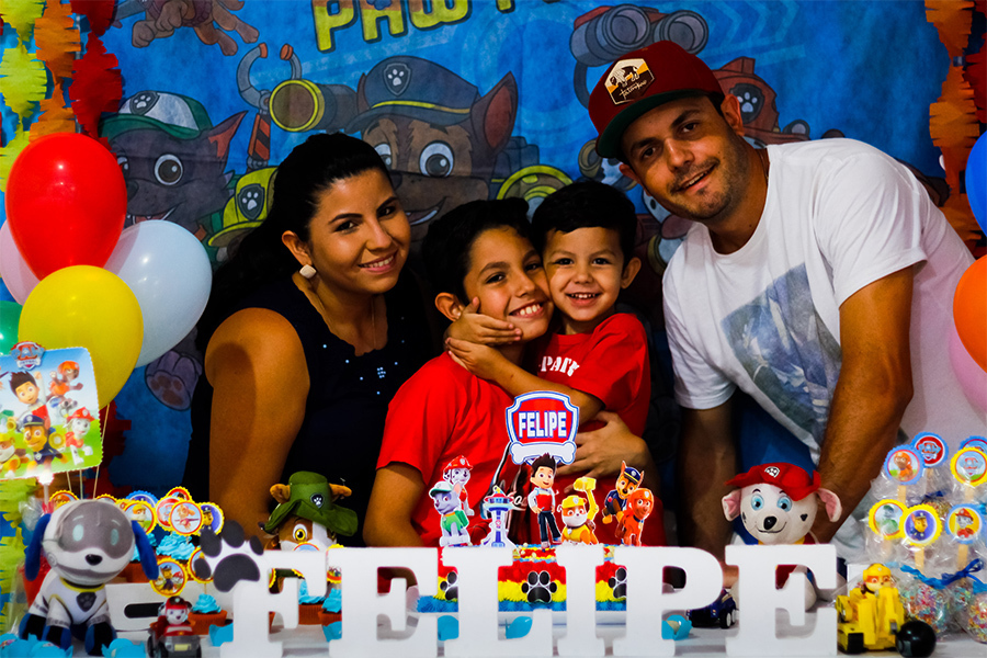 aniversariante com os pais