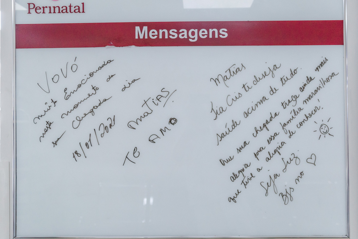 mensagem de boas vindas ao Matias em quadro de mensagem na perinatal rj