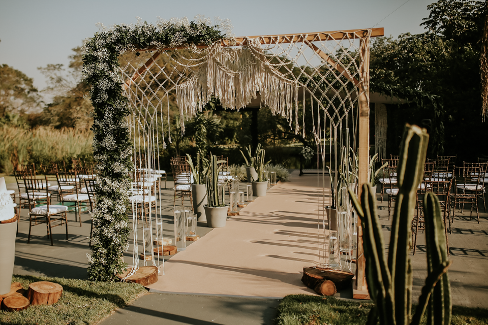 decoración macramé para boda en terrazas del bosque