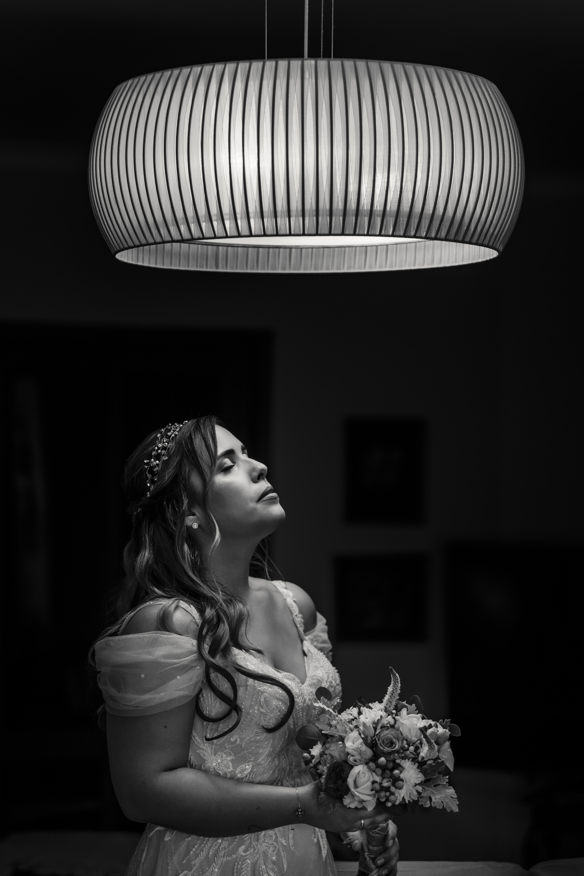 foto a preto e branco noiva