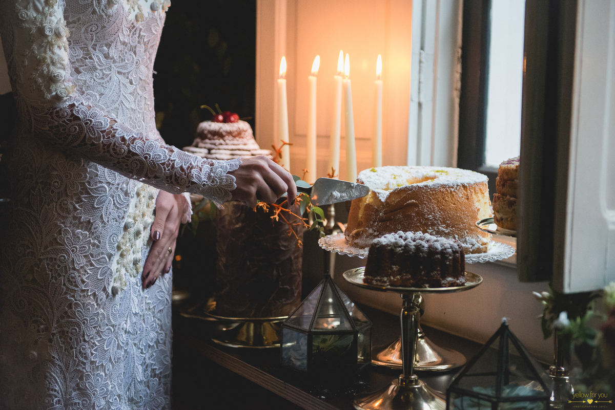 wedding cake and candies