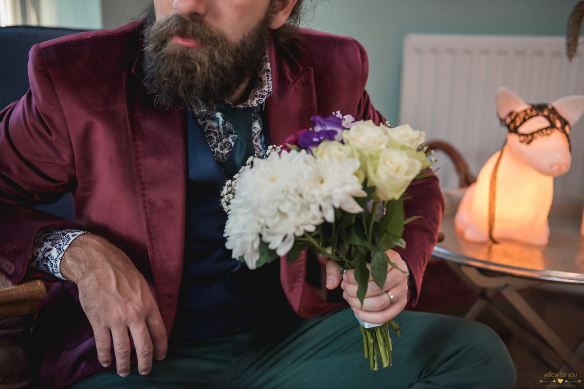 groom bouquet dress bride newbury england europe intimate creative wedding creative photography