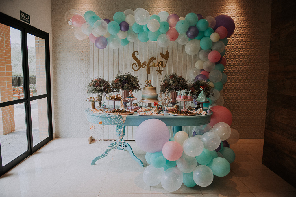 festa infantil pequena sereia