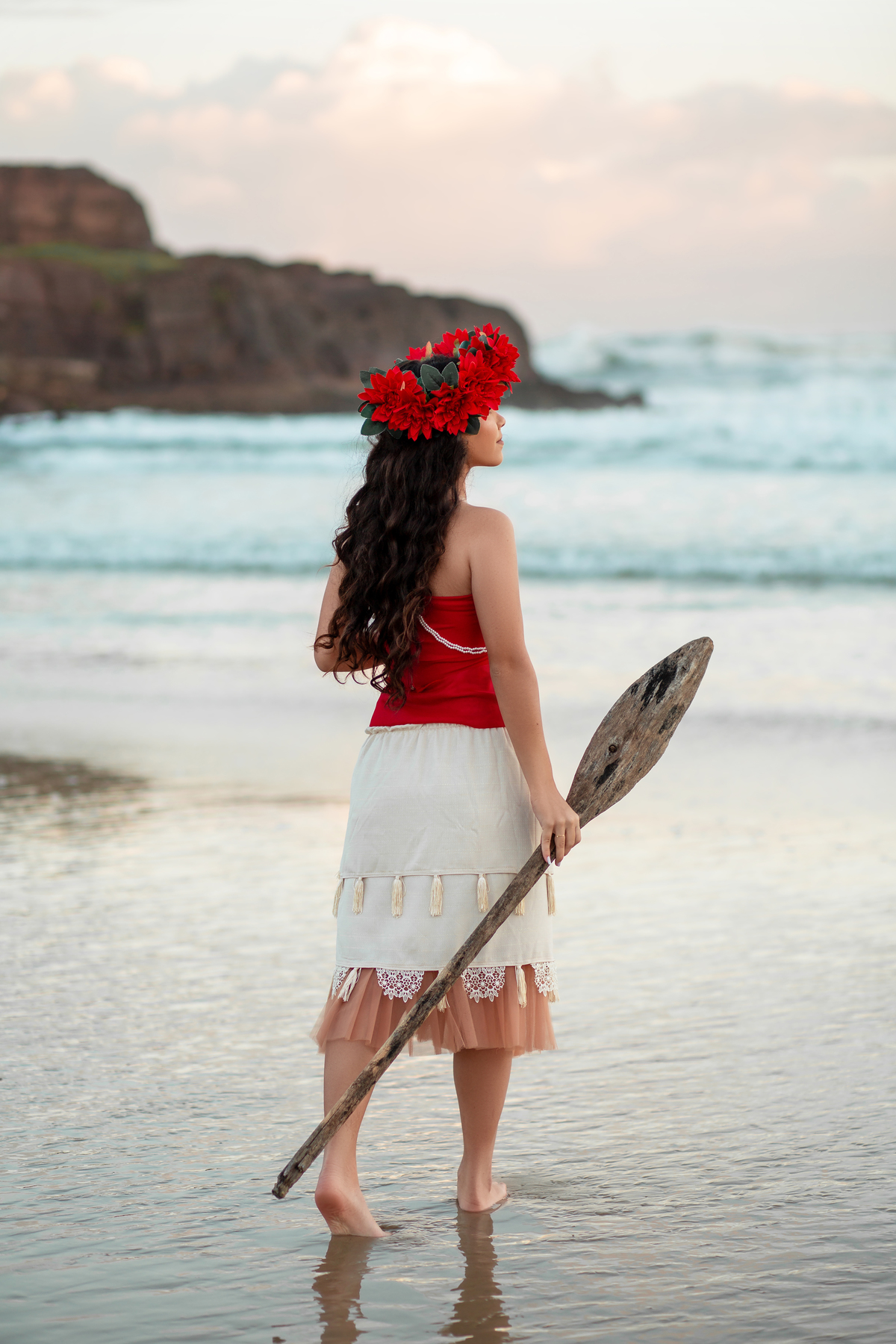 Moana, Princesa, Disney. Fotografia de 15 anos, inspirações, book dos quinze, fotos na Praia da Guarita Torres/Rs. Araranguá/SC. Sombrio, Criciúma, Forquilhinhas, Três Cachoeiras, Terra de Areia, Porto Alegre, Gramado, Canela, Serra Gaúcha