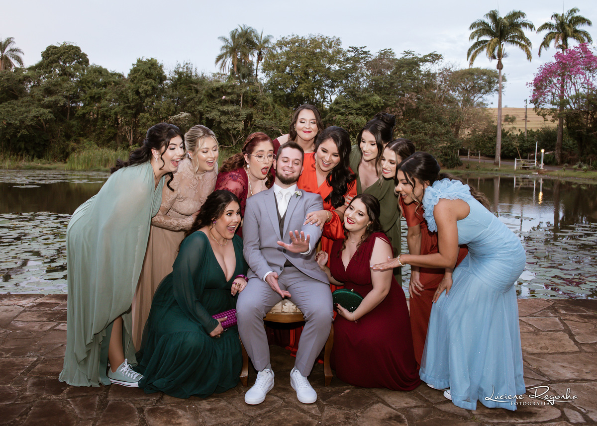 fotografia com madrinhas