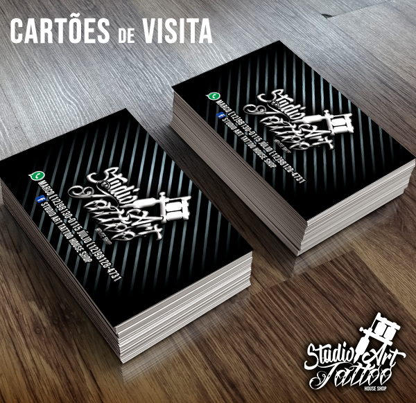Cartão de Visita + Arte + Desenvolvimento do Logotipo Para Estúdio de Tatuagem 