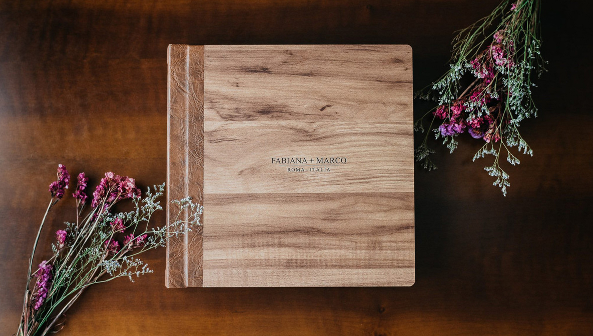 album fotografico em madeira