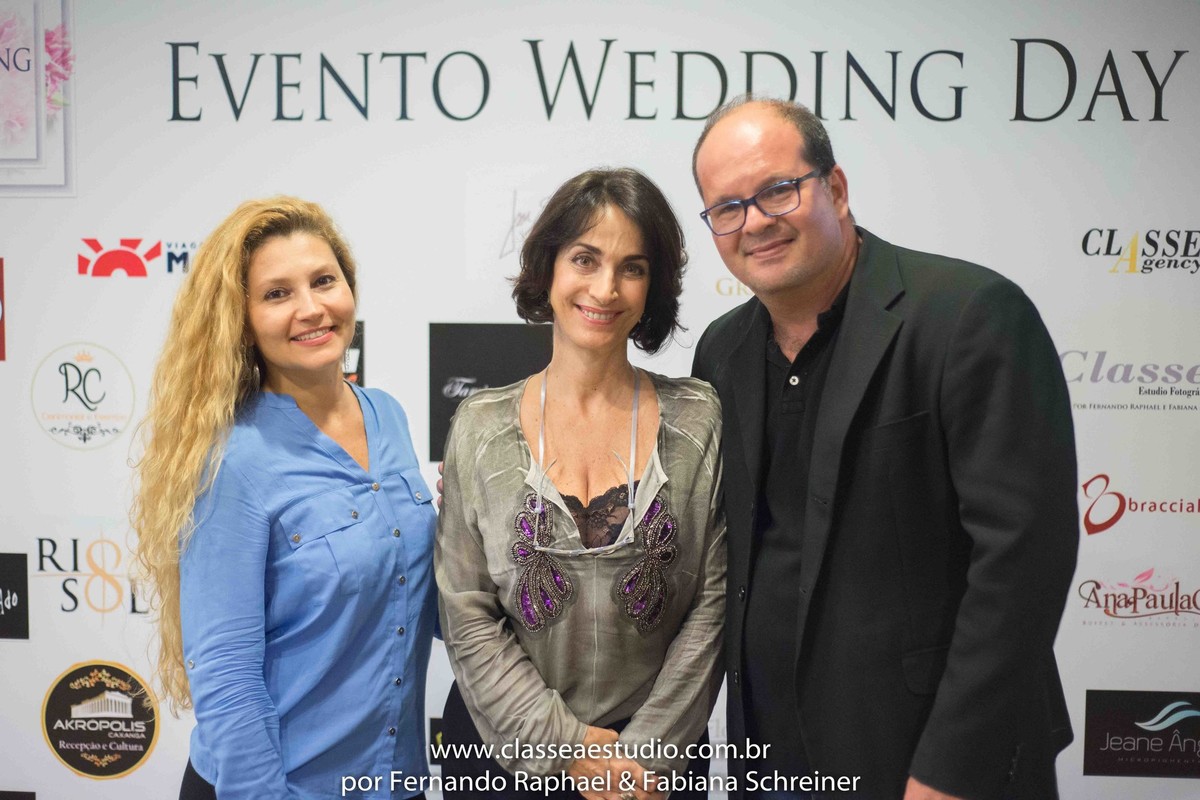 Fabiana Schreiner, Claudia Matarazzo e Fernando Raphael no salão de noivas e festas wedding day