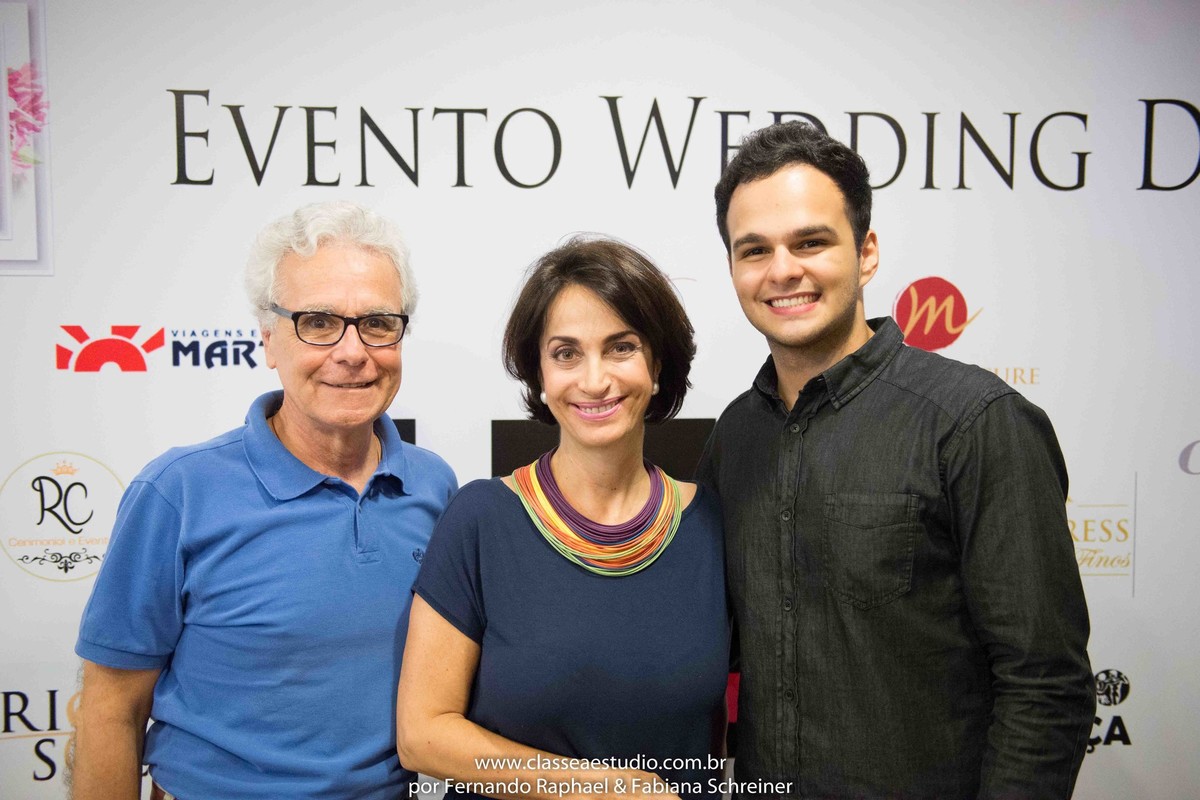 Mario Ameni, Claudia Matarazzo e Matheus Sisnando durante o salão de noivas e festas wedding day