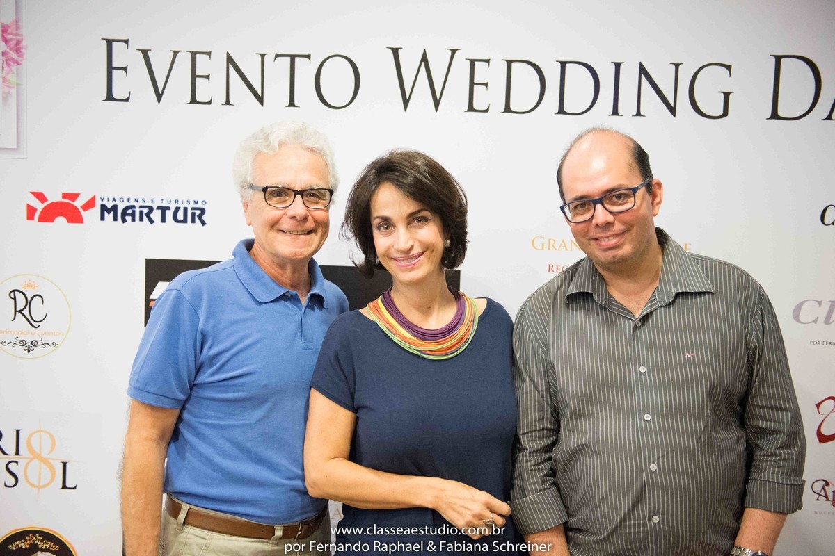 Mario Ameni, Claudia Matarazzo e Ricart Passos no salão de noivas e festas wedding day