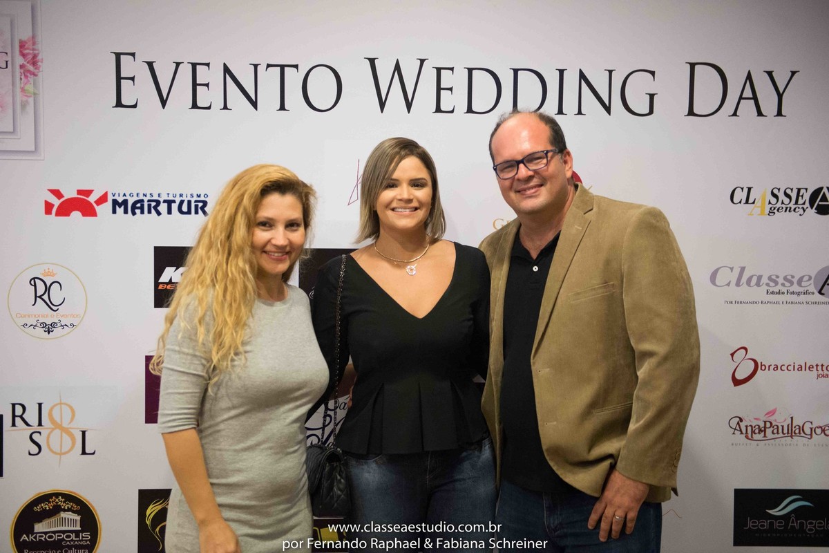 Fabiana Schreiner, Cuca Amorim e Fernando Raphael no salão de noivas e festas wedding day