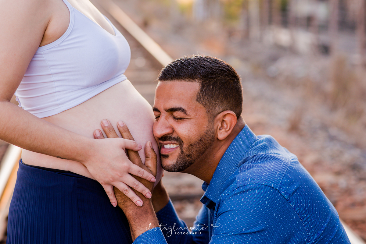 Fotos gestante na linha do trem