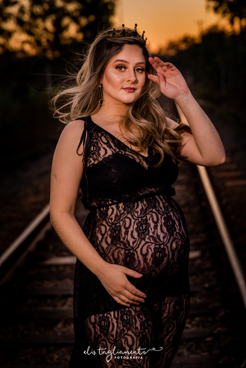 Fotos gestante na linha do trem