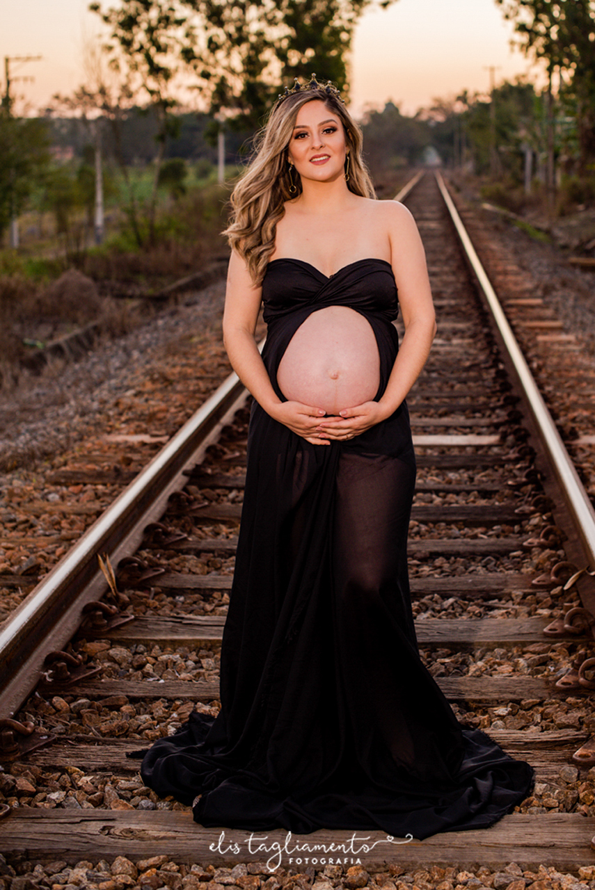 Fotos gestante na linha do trem