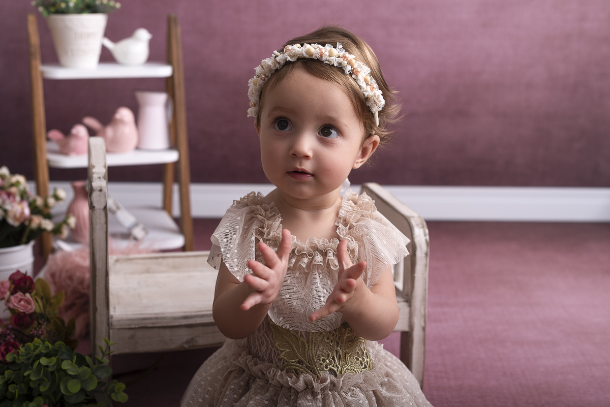 Maria Carolina - 1 Ano de vida -Ensaio em Estudio - Ponta Grossa/PR